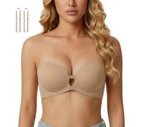 Soutiens-gorge sans bretelles pour gros seins - Soutien-gorge push-up sans | Soutien-gorge doux à fermeture avant pour femme - Couleur unie - Sans bretelles - Soutien-gorge sans armatures
