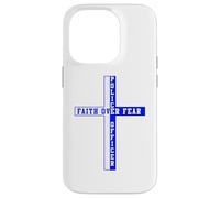 Soutient la Foi Bleue Face à la Peur, Patriote chrétien américain Coque pour iPhone 14 Pro