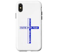 Soutient la Foi Bleue Face à la Peur, Patriote chrétien américain Coque pour iPhone X/XS