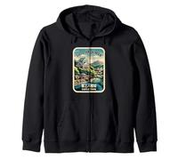 Souvenir animé Kanji du château de Gujo Hachiman, Ville, Pont fluvial Sweat à Capuche