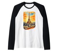 Souvenir Aquarelle rétro Tour Eiffel Paris France Manche Raglan