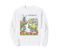 Souvenir d'art de Village de Moulin à Vent hollandais avec Champs de Tulipes Sweatshirt