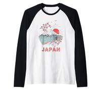 Souvenir d'art du Coucher de Soleil du Mont Fuji en Fleurs de Cerisier Japonais Manche Raglan