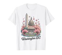 Souvenir d'art Historique de Washington DC Cherry Blossoms T-Shirt Graphique avec Valeur, Homme, Blanc, XL