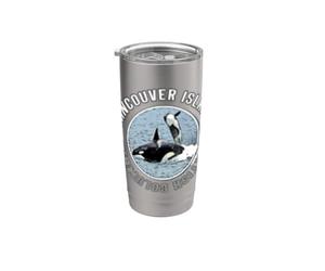 Souvenir d'aventure avec des orques du Canada sur l'île de Vancouver, en Colombie-Britannique Gobelet isotherme en acier inoxydable double paroi