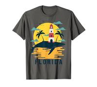 Souvenir de coucher de soleil sur la plage avec le phare de baleine de Floride T-Shirt