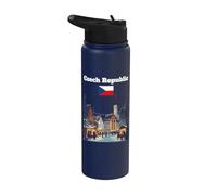 Souvenir de la République tchèque Amoureux du marché de Noël Drapeau tchèque Stainless Steel Insulated Water Bottle