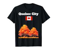 Souvenir de la Ville de Québec Feuilles d'automne Feuillage Drapeau Canada T-Shirt