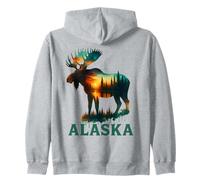 Souvenir de l'élan de l'Alaska avec lac et Montagne pour Homme et Femme Sweat à Capuche