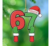 Souvenir de Noël amusant en forme de 6 7 en forme de 2025, nom personnalisé Père Noël dit six sept ornement de Noël, 6 7 ans pour adolescent, cadeaux souvenirs de Noël pour adolescents de génération Z