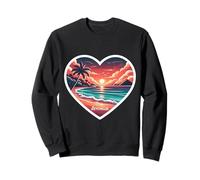 Souvenir de plage rétro en forme de cœur des Seychelles avec coucher de soleil et coucher de soleil Sweatshirt