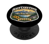 Souvenir de Salt Lake City, Utah, Capitale de l'État, rétro et Vintage PopSockets PopGrip Adhésif
