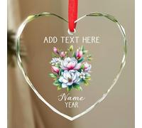 Souvenir de sapin de Noël en forme de fleur de magnolia, texte et nom personnalisés, cadeaux pour maman, sœur, fille, ornements de Noël en verre magnolias, ornement souvenir floral de magnolias 2025