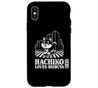 Souvenir de Shibuya Hachiko Akita Inu Shibuya Crossing Kanji Coque pour iPhone X/XS