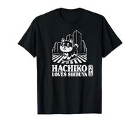 Souvenir de Shibuya Hachiko Akita Inu Shibuya Crossing Kanji T-Shirt