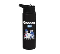 Souvenir de vacances grecque architecture grecque drapeau de la Grèce Stainless Steel Insulated Water Bottle