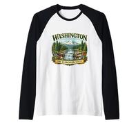 Souvenir de Visiteur Washington The Evergreen State Manche Raglan