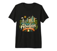 Souvenir de Voyage à Abidjan Côte D'Ivoire dessiné à la Main T-Shirt Haut de Gamme