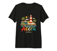 Souvenir de Voyage à Accra Ghana dessiné à la Main T-Shirt Haut de Gamme