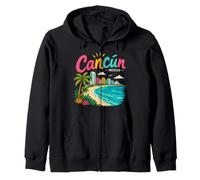Souvenir de Voyage à Cancun Mexique dessiné à la Main Sweat à Capuche