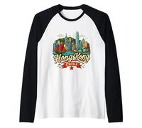 Souvenir de Voyage à Hong Kong en Chine dessiné à la Main Manche Raglan