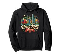 Souvenir de Voyage à Hong Kong en Chine dessiné à la Main Sweat à Capuche