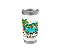 Souvenir de voyage à Port Vila Vanuatu dessiné à la main Gobelet isotherme en acier inoxydable double paroi