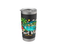 Souvenir de voyage à Port Vila Vanuatu dessiné à la main Gobelet isotherme en acier inoxydable double paroi