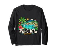 Souvenir de Voyage à Port Vila Vanuatu dessiné à la Main Manche Longue