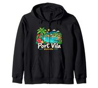 Souvenir de Voyage à Port Vila Vanuatu dessiné à la Main Sweat à Capuche