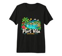 Souvenir de Voyage à Port Vila Vanuatu dessiné à la Main T-Shirt Haut de Gamme