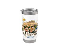 Souvenir de voyage Athènes Grèce dessiné à la main Gobelet isotherme en acier inoxydable double paroi