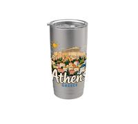Souvenir de voyage Athènes Grèce dessiné à la main Gobelet isotherme en acier inoxydable double paroi