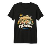 Souvenir de Voyage Athènes Grèce dessiné à la Main T-Shirt Haut de Gamme