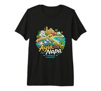 Souvenir de Voyage Ayia Napa Chypre dessiné à la Main T-Shirt Haut de Gamme