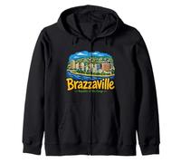 Souvenir de Voyage Brazzaville Congo dessiné à la Main Sweat à Capuche