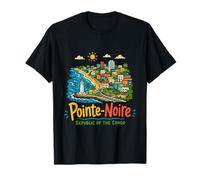 Souvenir de Voyage Congo Dessiné à la Main Pointe-Noire Cadeau Monument T-Shirt