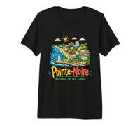 Souvenir de Voyage Congo Dessiné à la Main Pointe-Noire Cadeau Monument T-Shirt Haut de Gamme