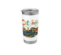 Souvenir de voyage Cotonou Bénin dessiné à la main Gobelet isotherme en acier inoxydable double paroi