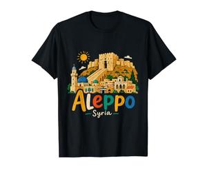 Souvenir de Voyage d'Alep en Syrie dessiné à la Main T-Shirt Graphique avec Valeur