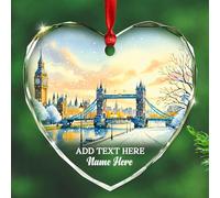 Souvenir de voyage de Londres, décoration de Noël personnalisée Tower Bridge Londres, Angleterre, décoration en verre cadeau pour les vacances de Noël 2025, année personnalisée et nom personnalisé