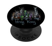 Souvenir de Voyage de Nuit de Hong Kong PopSockets PopGrip Adhésif