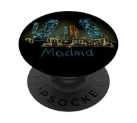 Souvenir de Voyage de Nuit de Madrid Panorama City Landmark Cadeau PopSockets PopGrip Adhésif