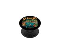 Souvenir de Voyage de St Georges Grenade dessiné à la Main PopSockets PopGrip Adhésif