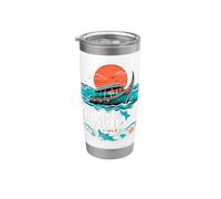 Souvenir de voyage des Maldives dessiné à la main Gobelet isotherme en acier inoxydable double paroi