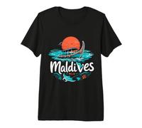 Souvenir de Voyage des Maldives dessiné à la Main T-Shirt Haut de Gamme