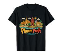 Souvenir de Voyage dessiné à la Main à Phnom Penh Cambodge T-Shirt