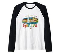 Souvenir de Voyage dessiné à la Main Genève Suisse Cadeau Monument Manche Raglan
