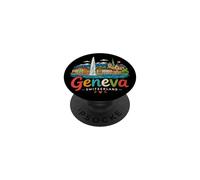 Souvenir de Voyage dessiné à la Main Genève Suisse Cadeau Monument PopSockets PopGrip Adhésif