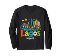 Souvenir de Voyage dessiné à la Main Lagos Nigeria Cadeau Monument Manche Longue